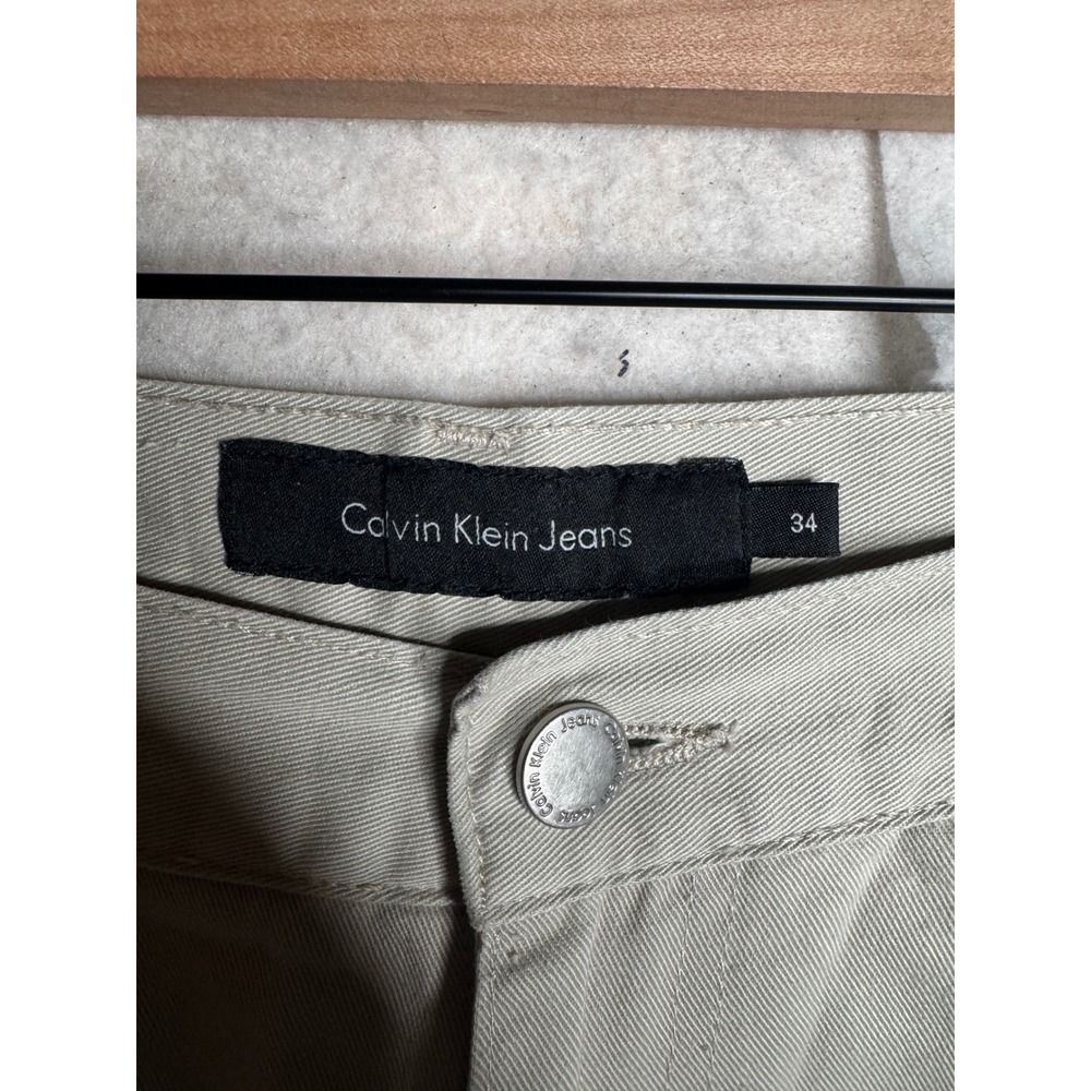 Calvin Klein Jeans Mens Easy Fit Khaki Tan Straight Leg Pants MPLT171C 34x31 - Picture 4 of 16